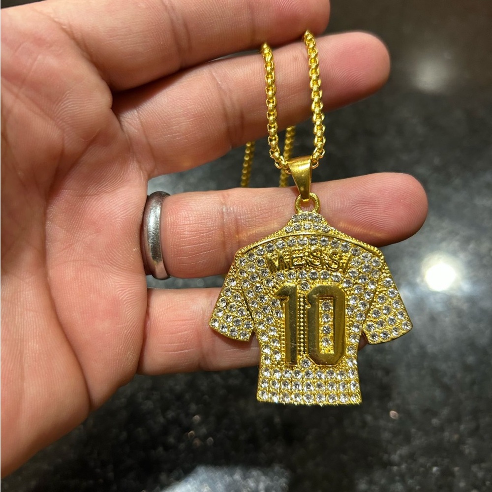 Gold and Silver Messi 10 Pendant Necklace
